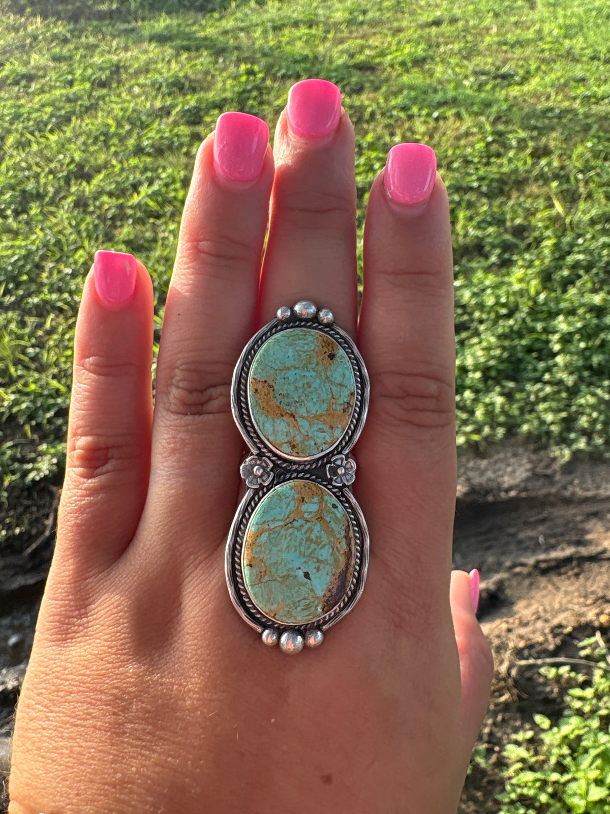 2 Stone Turquoise ring