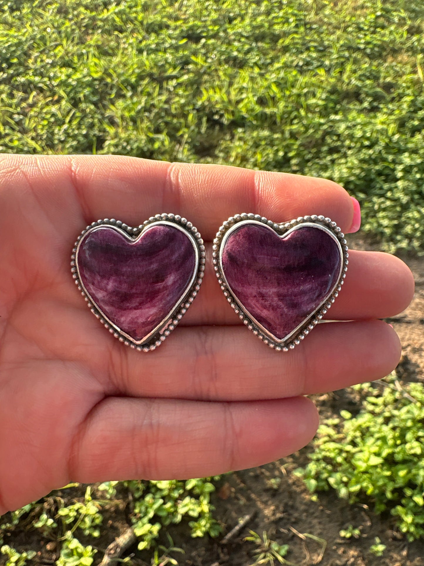 Purple Spiny Heart Earrings