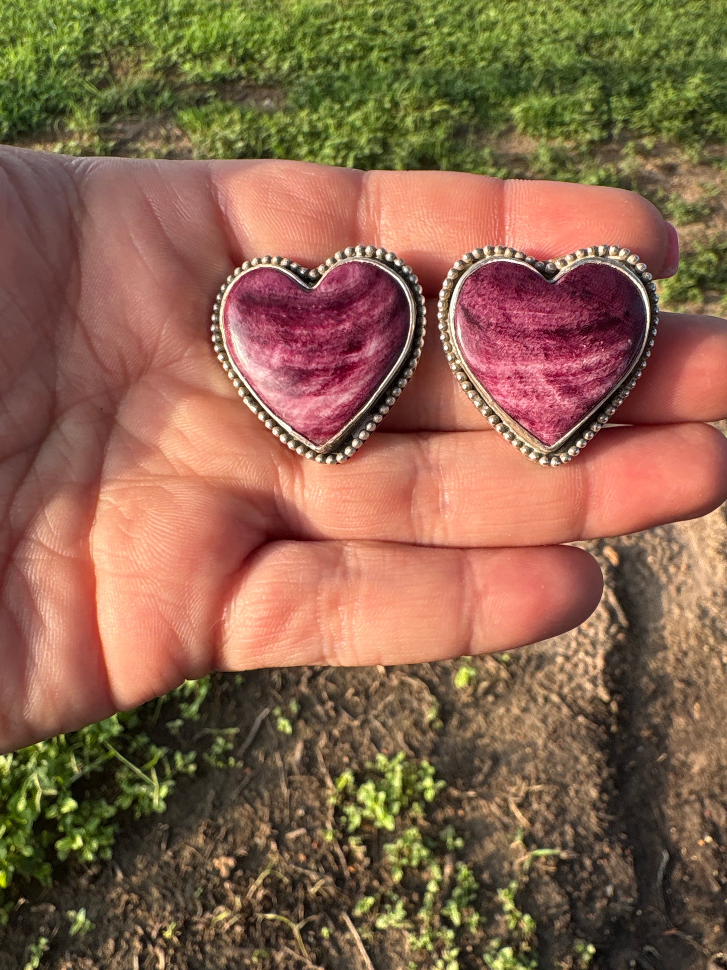 Purple Spiny Heart Earrings