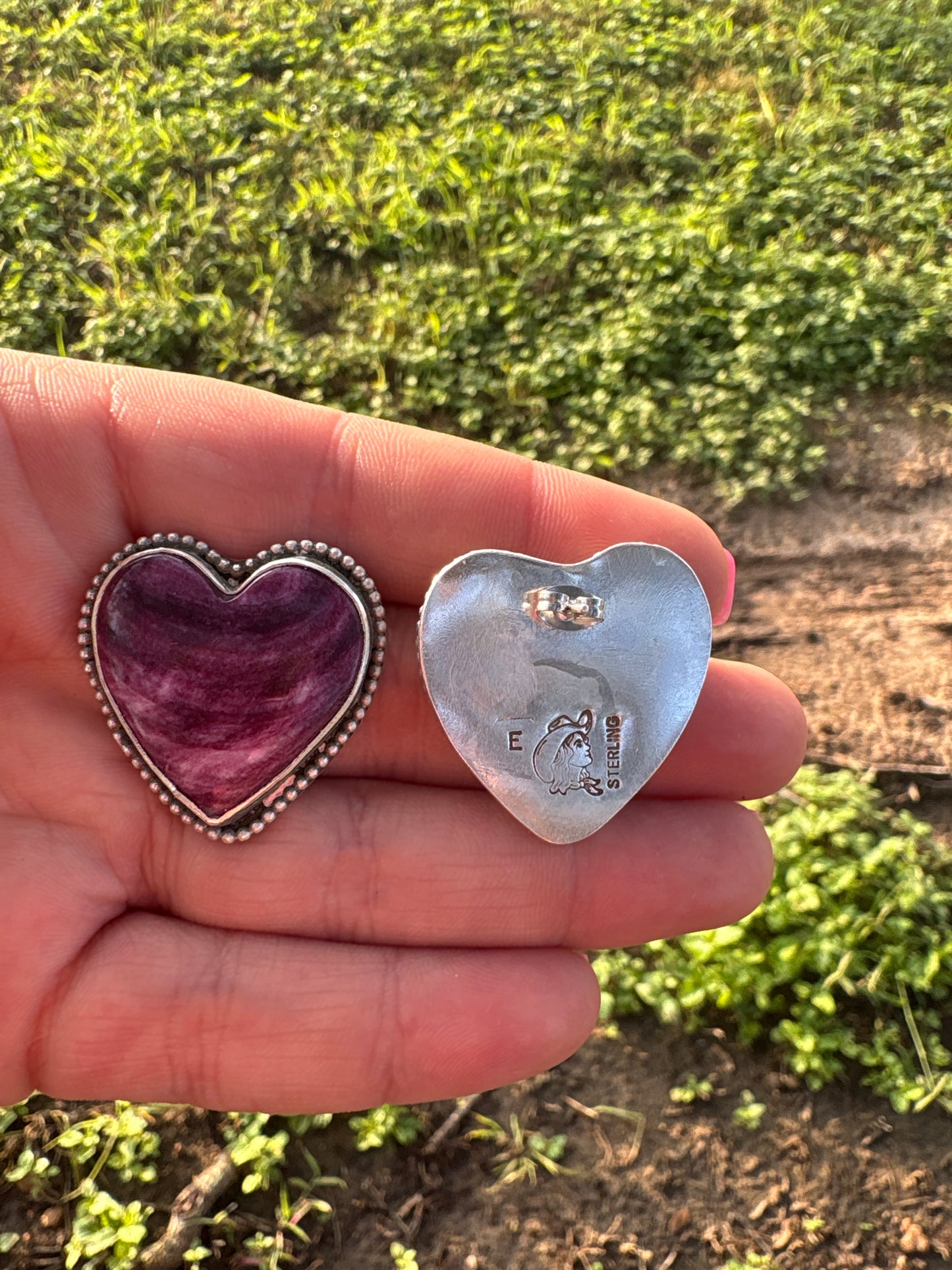 Purple Spiny Heart Earrings