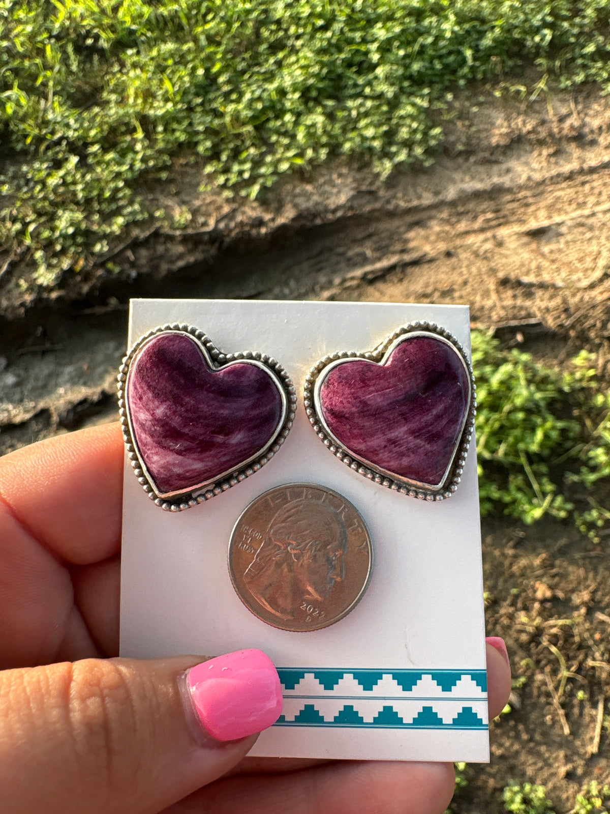 Purple Spiny Heart Earrings