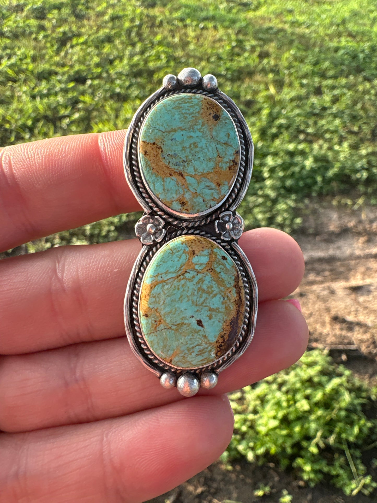 2 Stone Turquoise ring